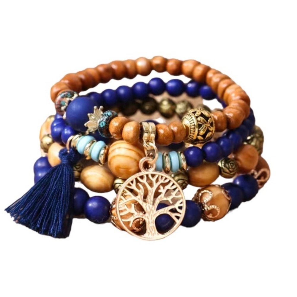 UNBRANDED Bohemian Stackable BRACELETS With TREE OF LIFE Charm And Tassel - Picture 2 of 6